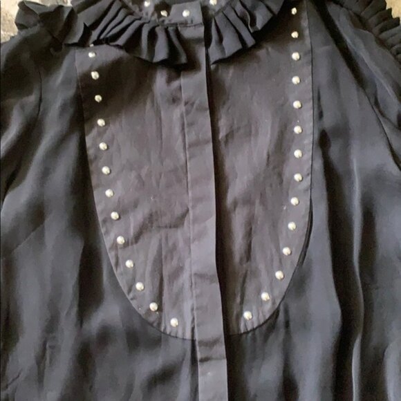 - Just Cavalli Ruffle frill silk black Blouse Size 40 - Picture 8 of 11